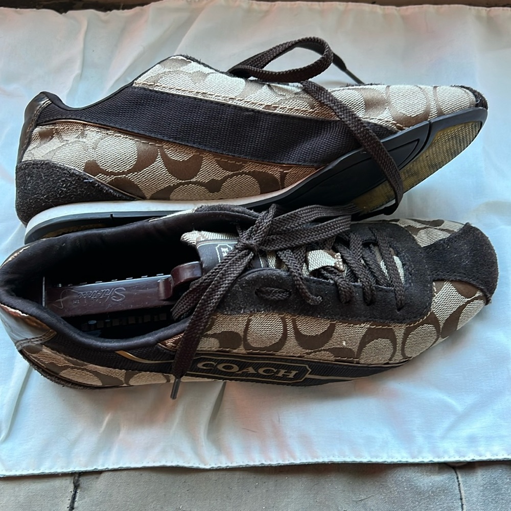 COACH Brown/Tan Hilary Tennis Shoe Women's Size 8M Style #A1337. - Picture 2 of 7